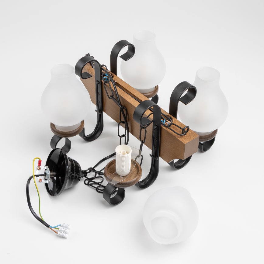 Brilagi - Lámpara colgante con cadena QUEEN 4xE14/40W/230V haya/nogal