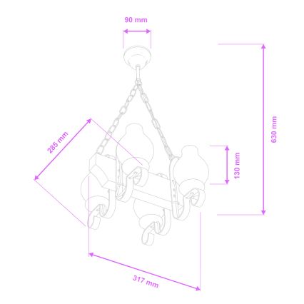 Brilagi - Lámpara colgante con cadena QUEEN 4xE14/40W/230V haya/nogal