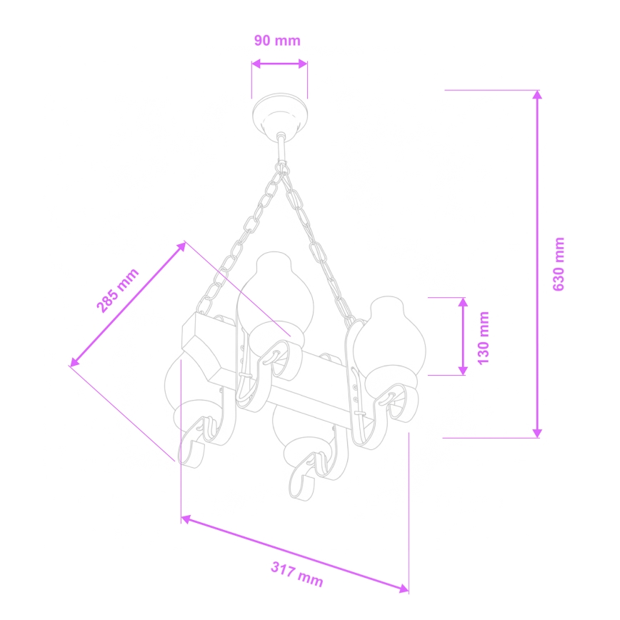 Brilagi - Lámpara colgante con cadena QUEEN 4xE14/40W/230V haya/nogal