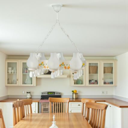 Brilagi - Lámpara colgante con cadena QUEEN 6xE14/40W/230V haya/crema