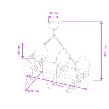 Brilagi - Lámpara colgante con cadena QUEEN 6xE14/40W/230V haya/crema