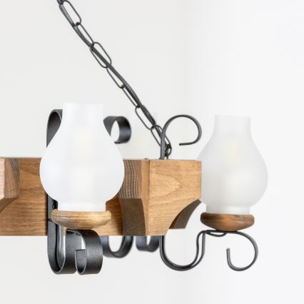 Brilagi - Lámpara colgante con cadena QUEEN 6xE14/40W/230V haya