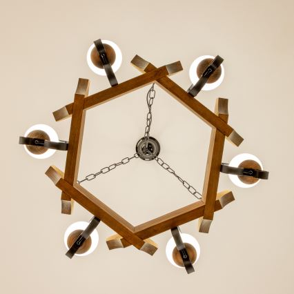 Brilagi - Lámpara colgante con cadena QUEEN 6xE14/40W/230V haya