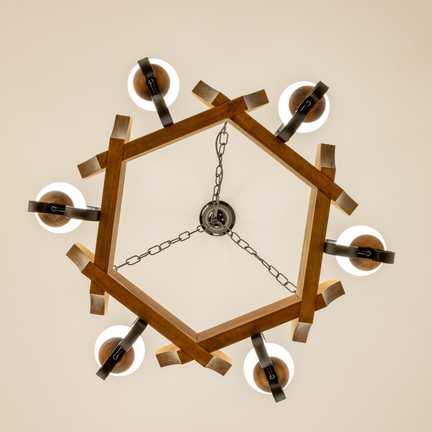 Brilagi - Lámpara colgante con cadena QUEEN 6xE14/40W/230V haya