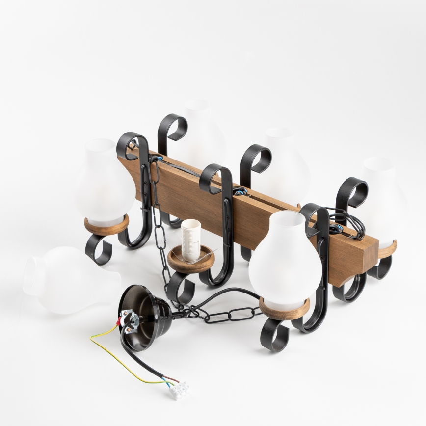 Brilagi - Lámpara colgante con cadena QUEEN 6xE14/40W/230V haya