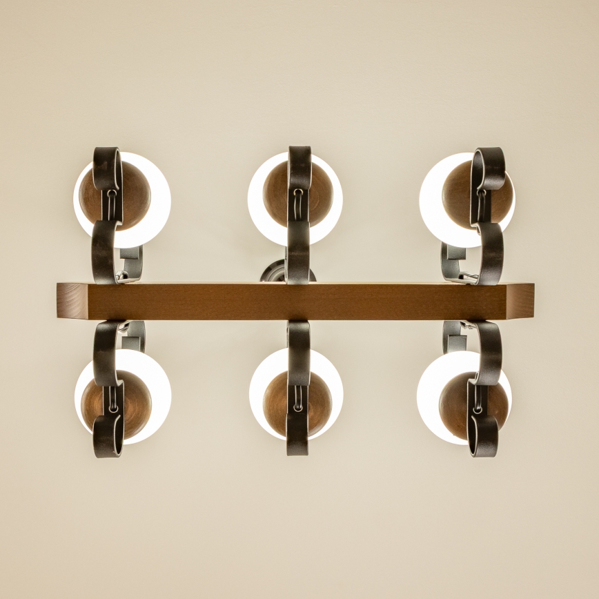 Brilagi - Lámpara colgante con cadena QUEEN 6xE14/40W/230V haya/nogal