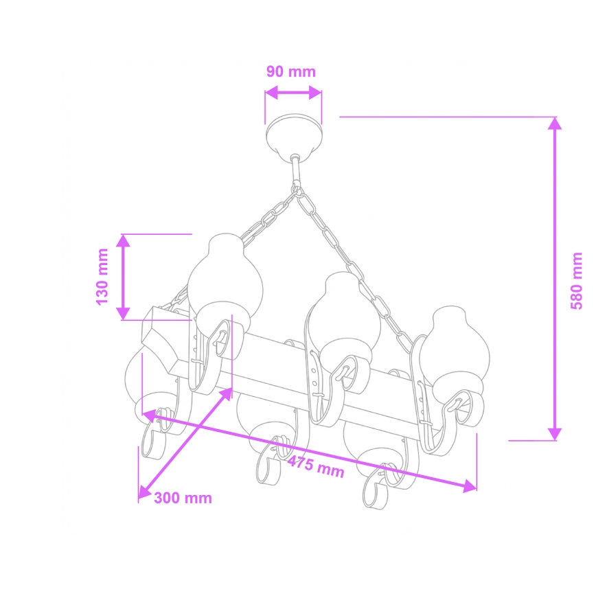 Brilagi - Lámpara colgante con cadena QUEEN 6xE14/40W/230V haya/nogal