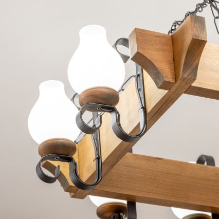 Brilagi - Lámpara colgante con cadena QUEEN 8xE14/40W/230V haya