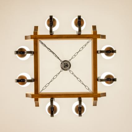 Brilagi - Lámpara colgante con cadena QUEEN 8xE14/40W/230V haya