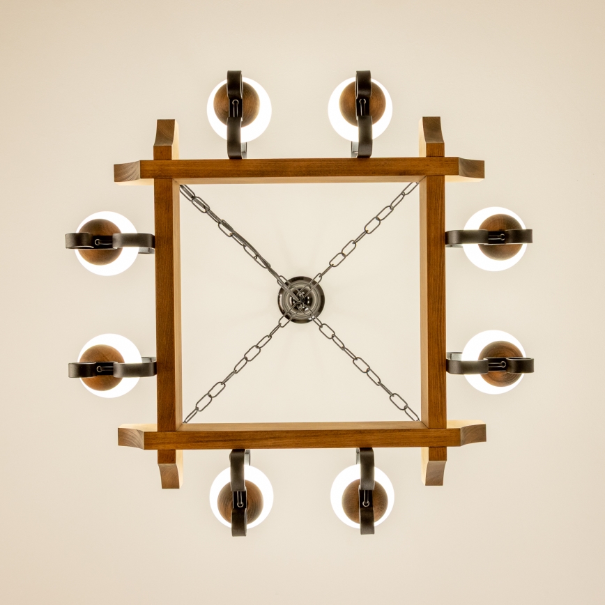 Brilagi - Lámpara colgante con cadena QUEEN 8xE14/40W/230V haya