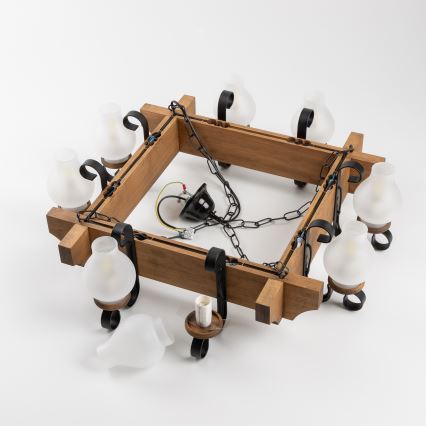 Brilagi - Lámpara colgante con cadena QUEEN 8xE14/40W/230V haya