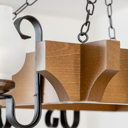 Brilagi - Lámpara colgante con cadena QUEEN 8xE14/40W/230V haya/nogal