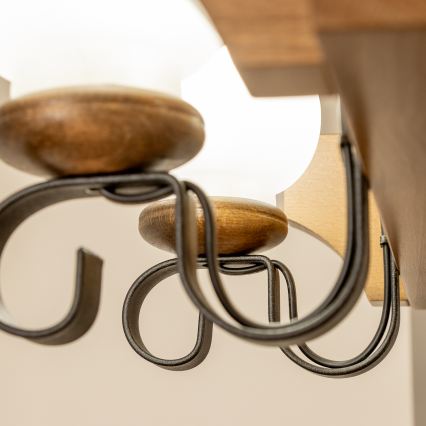 Brilagi - Lámpara colgante con cadena QUEEN 8xE14/40W/230V haya/nogal