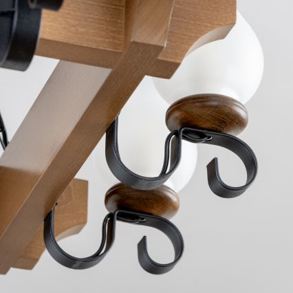 Brilagi - Lámpara colgante con cadena QUEEN 8xE14/40W/230V haya/nogal