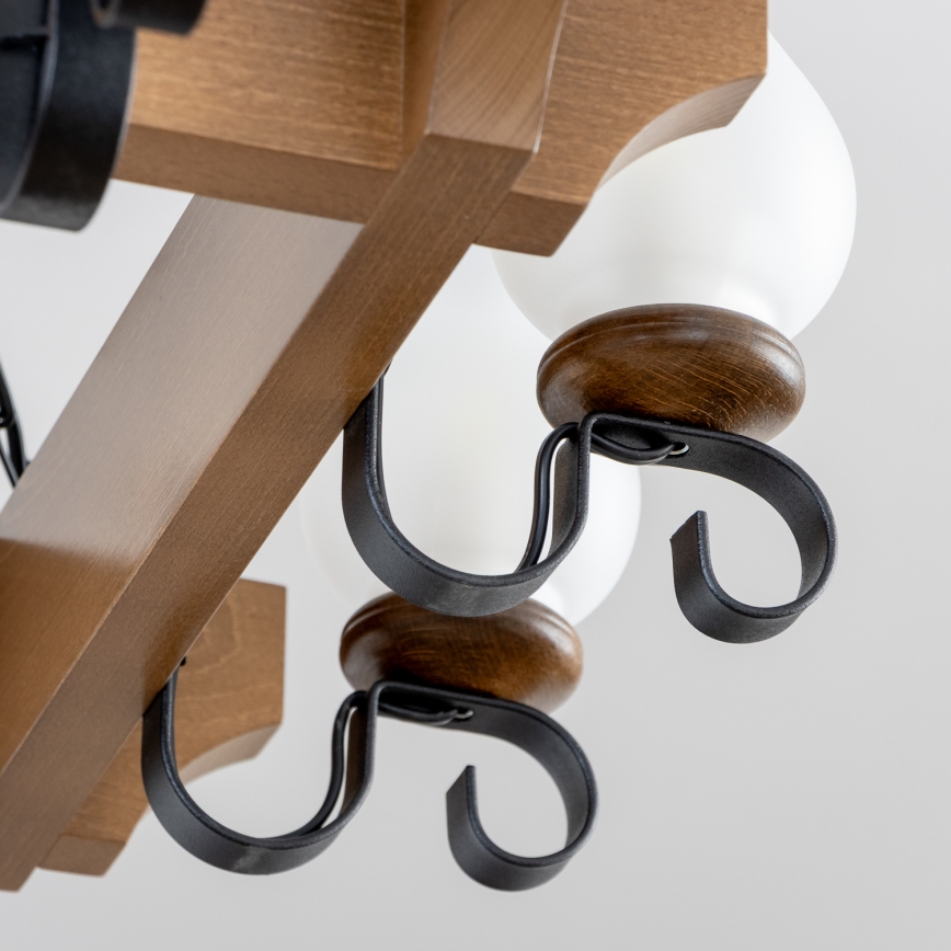 Brilagi - Lámpara colgante con cadena QUEEN 8xE14/40W/230V haya/nogal