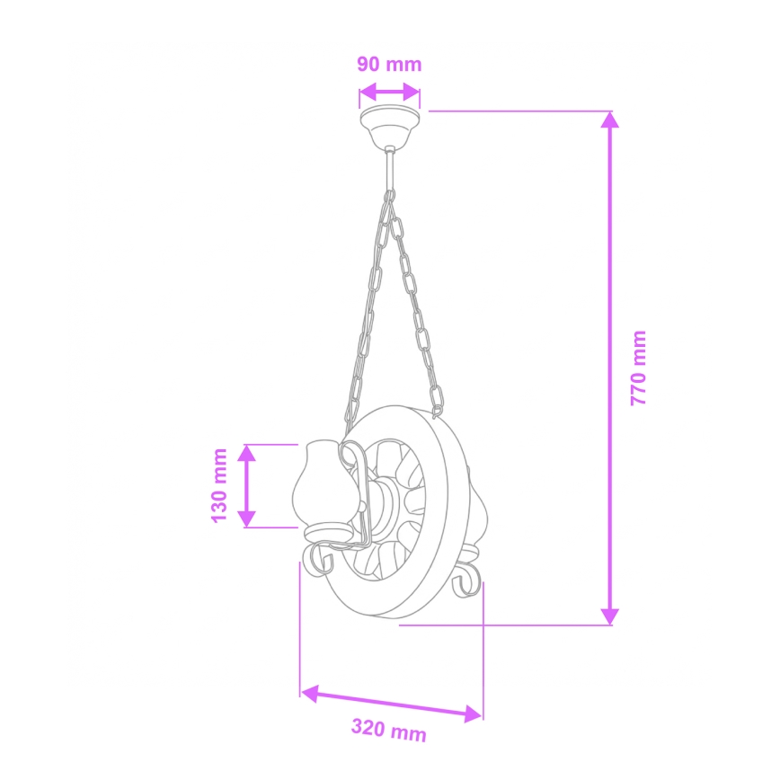 Brilagi - Lámpara colgante con cadena ROATA 2xE14/40W/230V haya