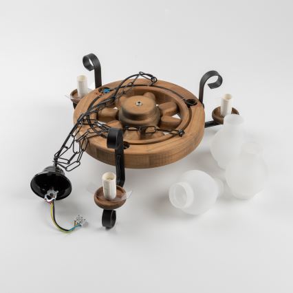 Brilagi - Lámpara colgante con cadena ROATA 3xE14/40W/230V haya