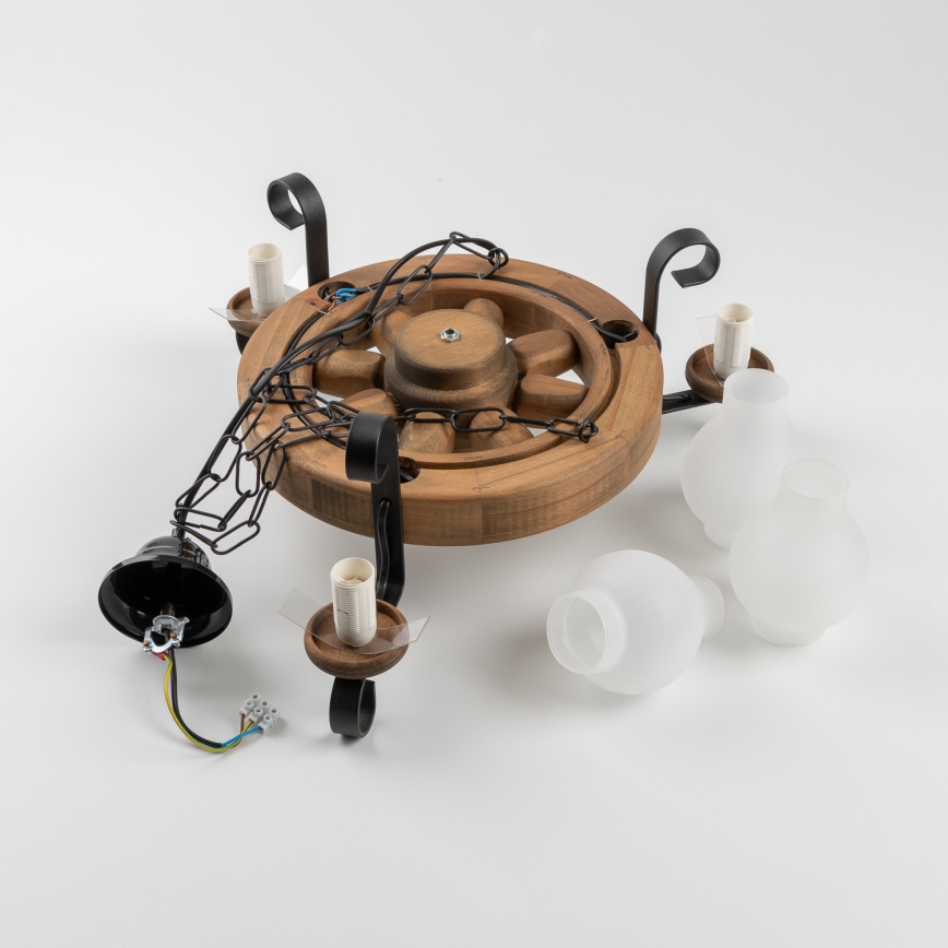 Brilagi - Lámpara colgante con cadena ROATA 3xE14/40W/230V haya