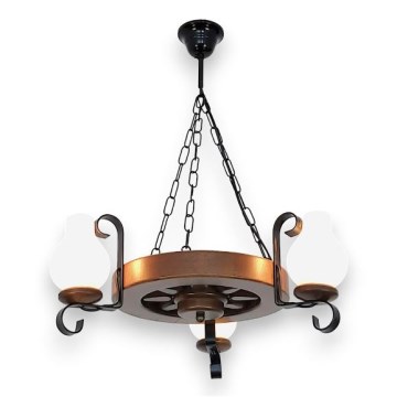 Brilagi - Lámpara colgante con cadena ROATA 3xE14/40W/230V haya/nogal
