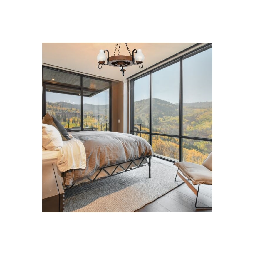 Brilagi - Lámpara colgante con cadena ROATA 3xE14/40W/230V haya/nogal