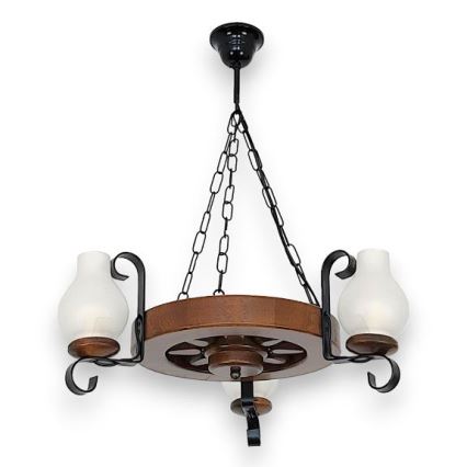 Brilagi - Lámpara colgante con cadena ROATA 3xE14/40W/230V haya/nogal