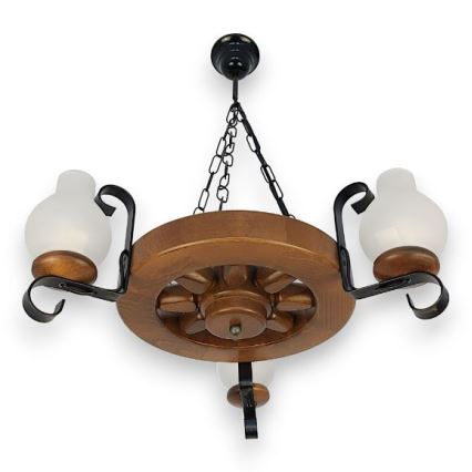 Brilagi - Lámpara colgante con cadena ROATA 3xE14/40W/230V haya/nogal