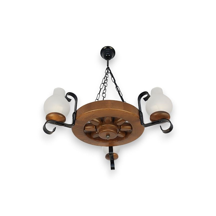 Brilagi - Lámpara colgante con cadena ROATA 3xE14/40W/230V haya/nogal
