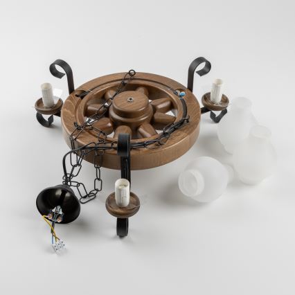 Brilagi - Lámpara colgante con cadena ROATA 3xE14/40W/230V haya/nogal