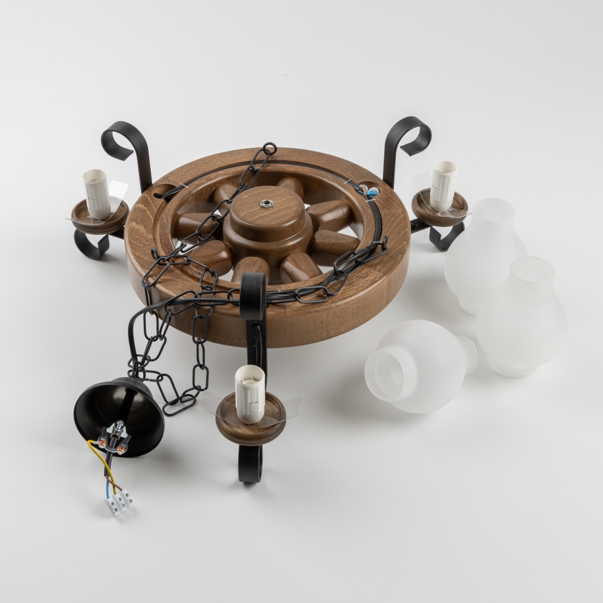 Brilagi - Lámpara colgante con cadena ROATA 3xE14/40W/230V haya/nogal