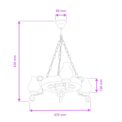 Brilagi - Lámpara colgante con cadena ROATA 3xE14/40W/230V haya/nogal