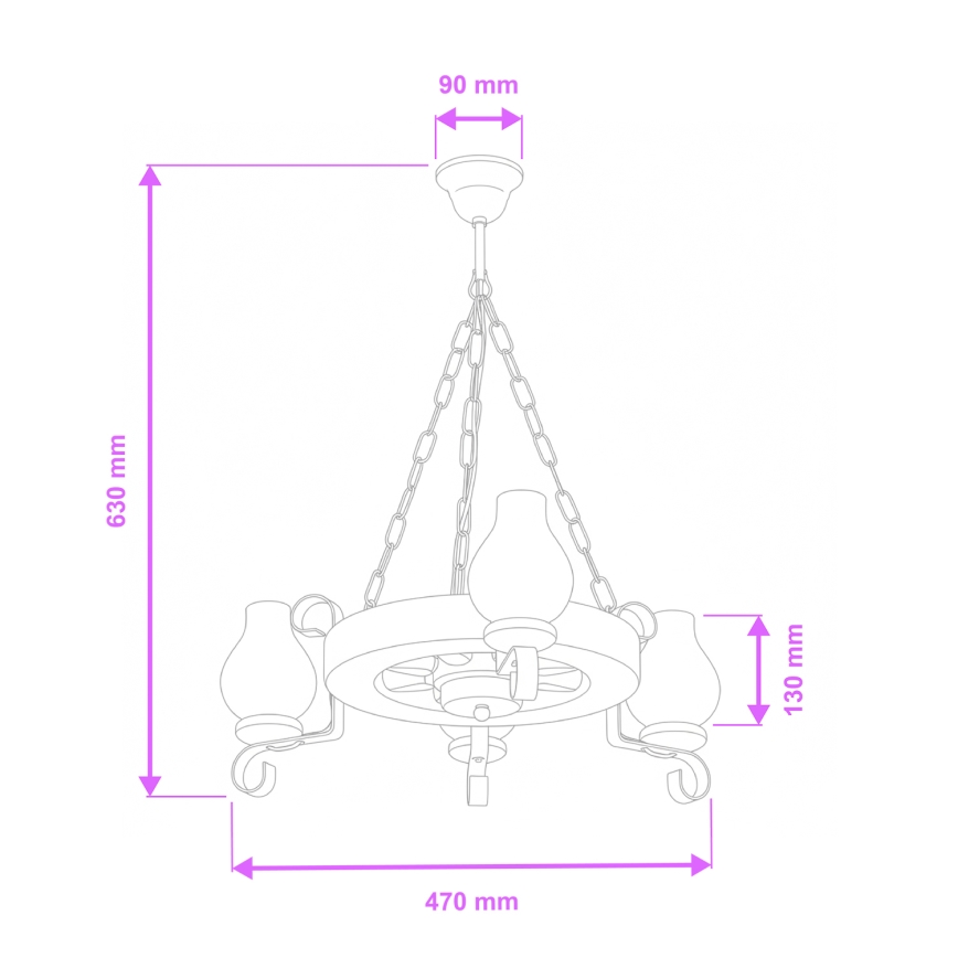 Brilagi - Lámpara colgante con cadena ROATA 3xE14/40W/230V haya/nogal