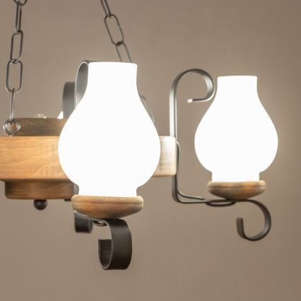 Brilagi - Lámpara colgante con cadena ROATA, 5x E14/40W/230V, Ø 50 cm, en haya