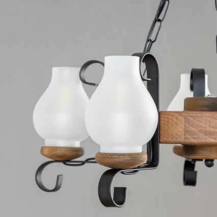 Brilagi - Lámpara colgante con cadena ROATA, 5x E14/40W/230V, Ø 50 cm, en haya