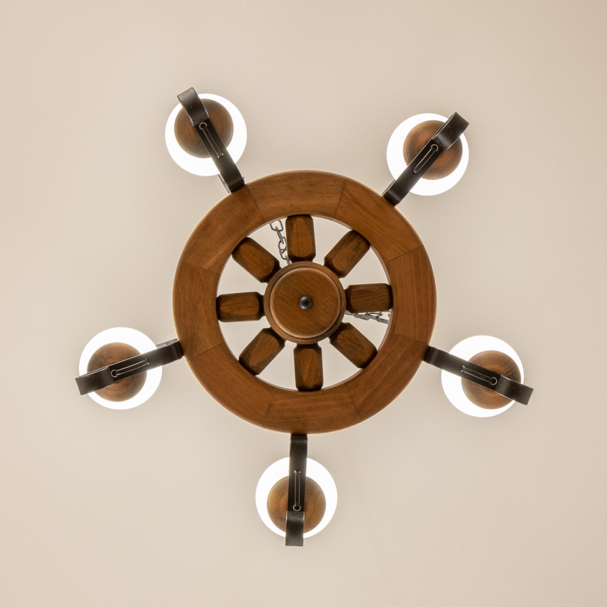 Brilagi - Lámpara colgante con cadena ROATA, 5x E14/40W/230V, Ø 50 cm, en haya