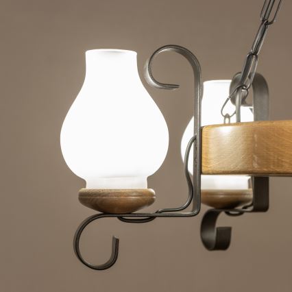 Brilagi - Lámpara colgante con cadena ROATA 5xE14/40W/230V, diámetro 50 cm, haya/nogal