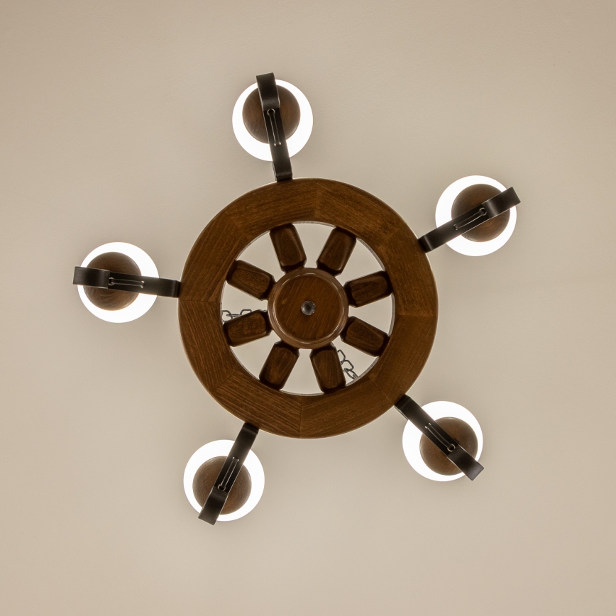 Brilagi - Lámpara colgante con cadena ROATA 5xE14/40W/230V, diámetro 50 cm, haya/nogal