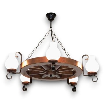 Brilagi - Lámpara colgante con cadena ROATA 5xE14/40W/230V haya/nogal
