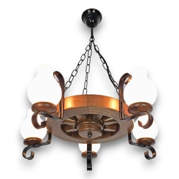 Brilagi - Lámpara colgante con cadena ROATA 5xE14/40W/230V haya/nogal