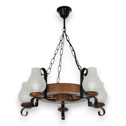 Brilagi - Lámpara colgante con cadena ROATA 5xE14/40W/230V haya/nogal