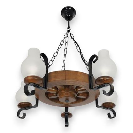 Brilagi - Lámpara colgante con cadena ROATA 5xE14/40W/230V haya/nogal