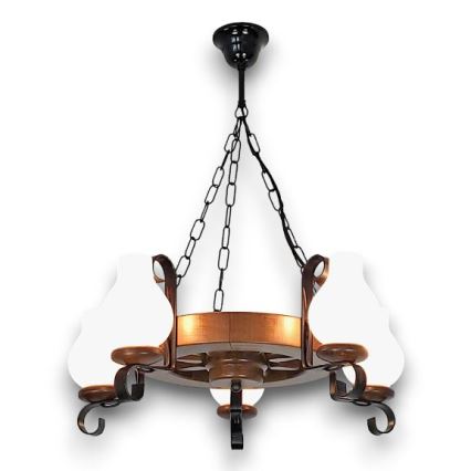 Brilagi - Lámpara colgante con cadena ROATA 5xE14/40W/230V haya/nogal