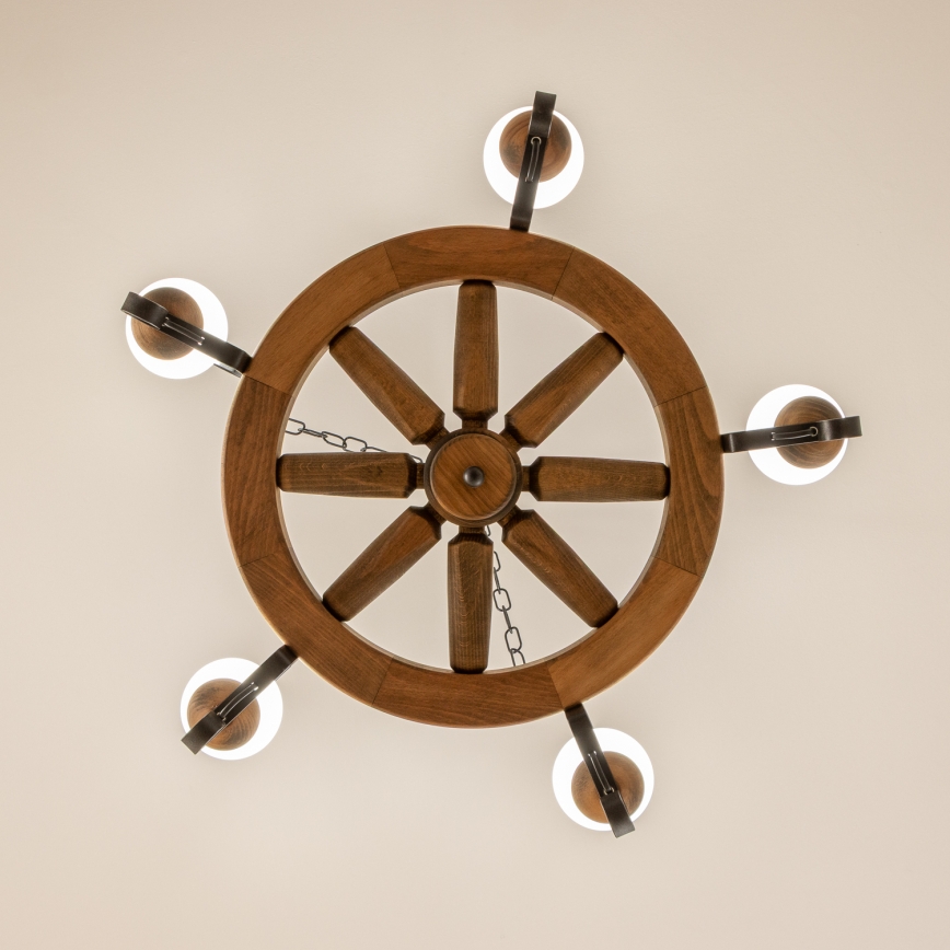 Brilagi - Lámpara colgante con cadena ROATA 5xE14/40W/230V Ø 70 cm haya