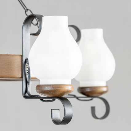 Brilagi - Lámpara colgante con cadena ROATA 5xE14/40W/230V Ø 70 cm haya/nogal