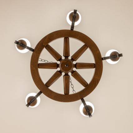 Brilagi - Lámpara colgante con cadena ROATA 5xE14/40W/230V Ø 70 cm haya/nogal