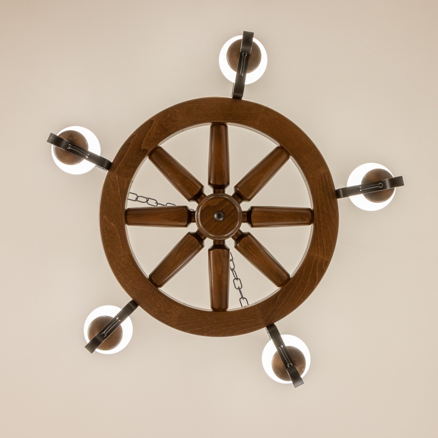 Brilagi - Lámpara colgante con cadena ROATA 5xE14/40W/230V Ø 70 cm haya/nogal