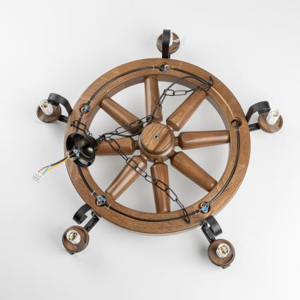 Brilagi - Lámpara colgante con cadena ROATA 5xE14/40W/230V Ø 70 cm haya/nogal