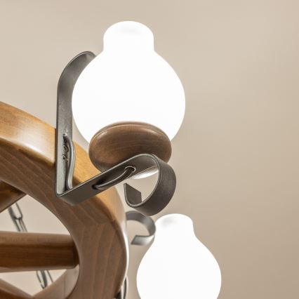 Brilagi - Lámpara colgante con cadena ROATA 6xE14/40W/230V, diámetro 70 cm, haya/nogal