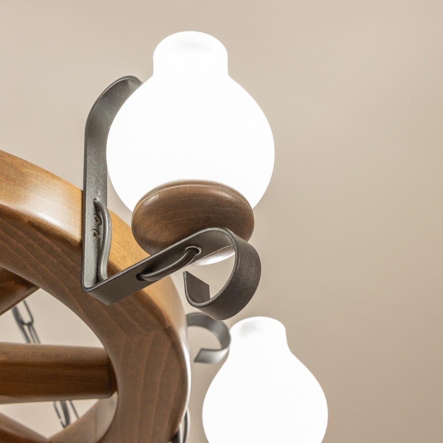 Brilagi - Lámpara colgante con cadena ROATA 6xE14/40W/230V, diámetro 70 cm, haya/nogal