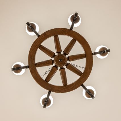 Brilagi - Lámpara colgante con cadena ROATA 6xE14/40W/230V, diámetro 70 cm, haya/nogal