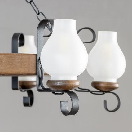 Brilagi - Lámpara colgante con cadena ROATA 6xE14/40W/230V, diámetro 70 cm, haya/nogal